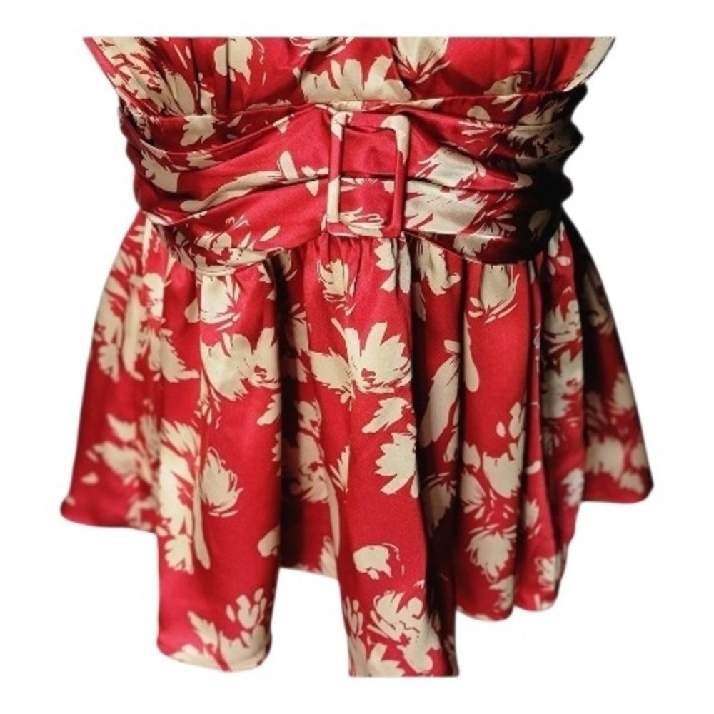 Vintage BCBGMaxAzria Red and Cream Asymmetrical Top - Picture 5 of 7